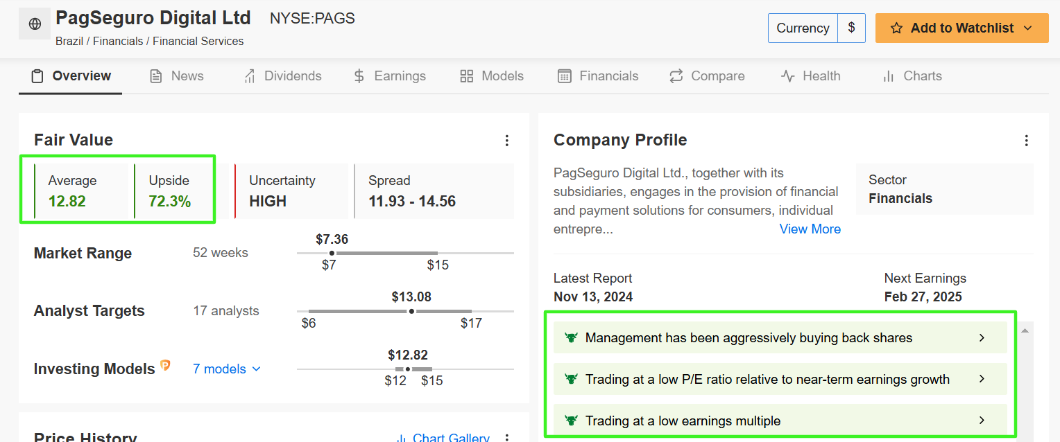 PagSeguro Digital Fair Value