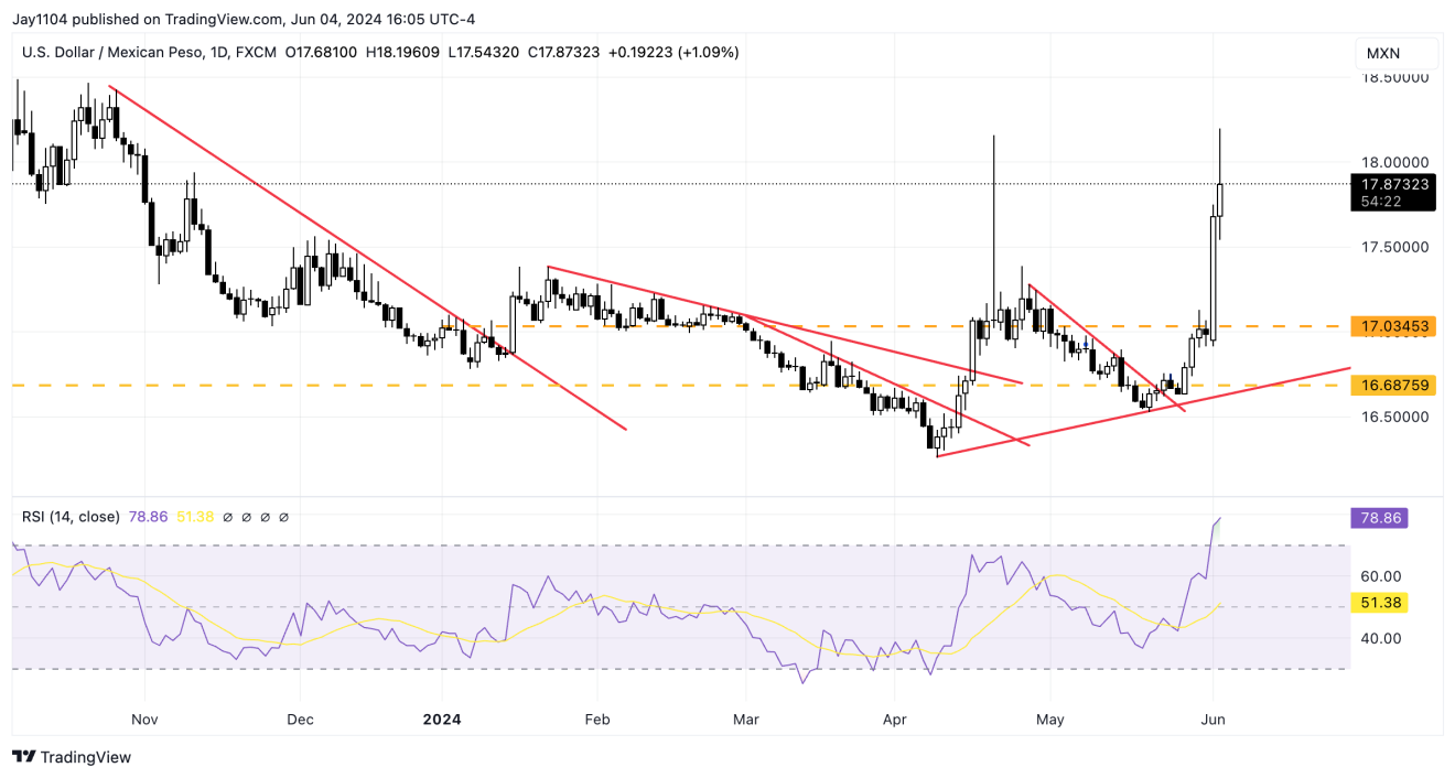 USD/MXN-Daily Chart