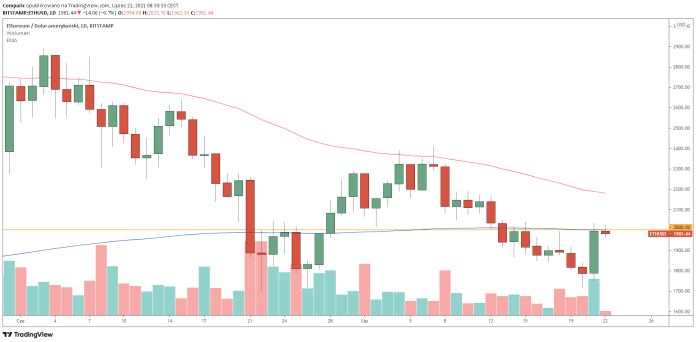 Bitcoin (BTC) z najsilniejszym wzrostem od 38 dni. Ethereum (ETH) 