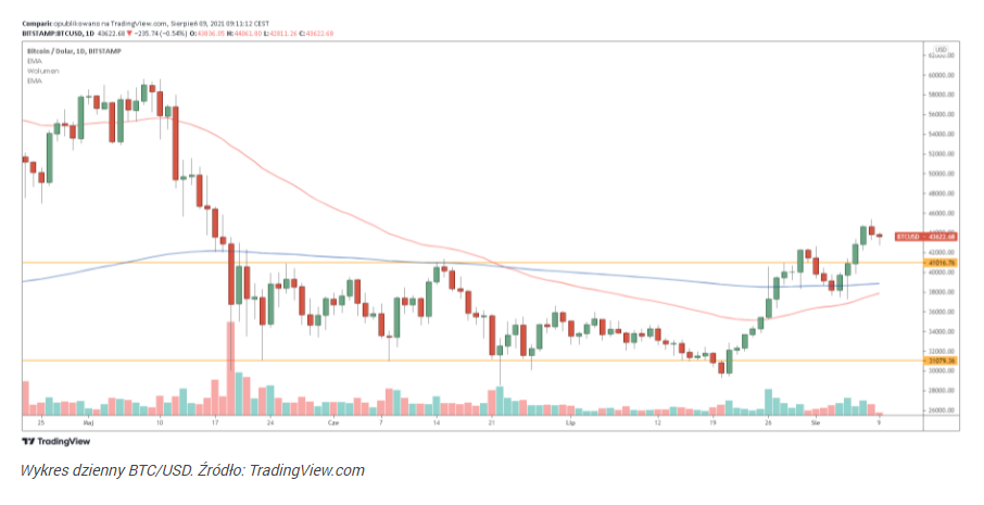 Bitcoin pokonał pułap 45 tys. dol. w weekend. Ethereum powyżej 3 ty