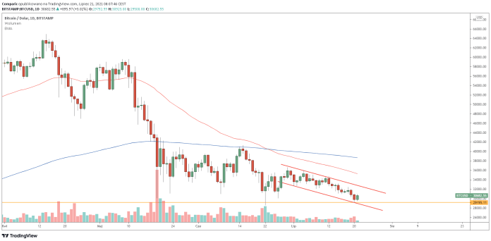 Bitcoin balansuje na granicy 30 tys. dol. Kryptowaluty odrabiają 